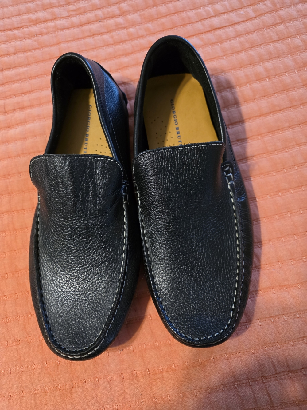 Giorgio Brutini Black Pebbled Leather Slip-On Loafers